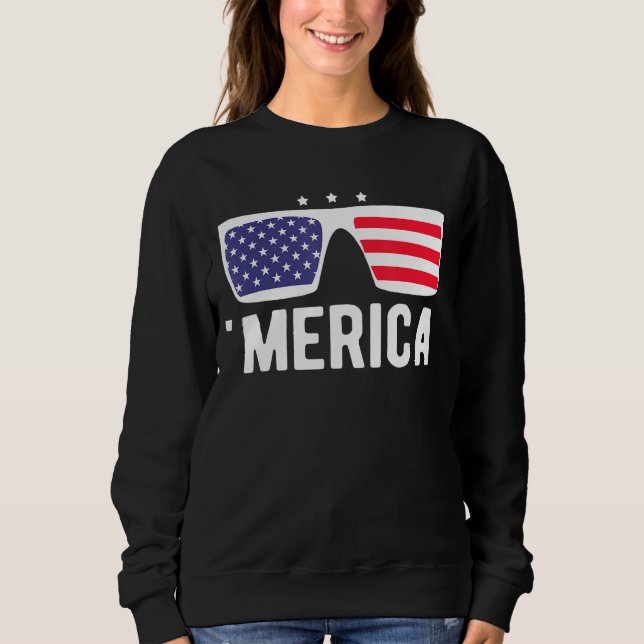 Sweatshirt Lunettes de soleil Merica 4 juillet Drapeau améric (Devant)