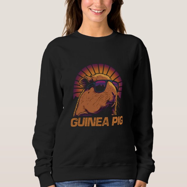 Sweatshirt Lunettes de soleil Retro cool Guinée Cochon (Devant)
