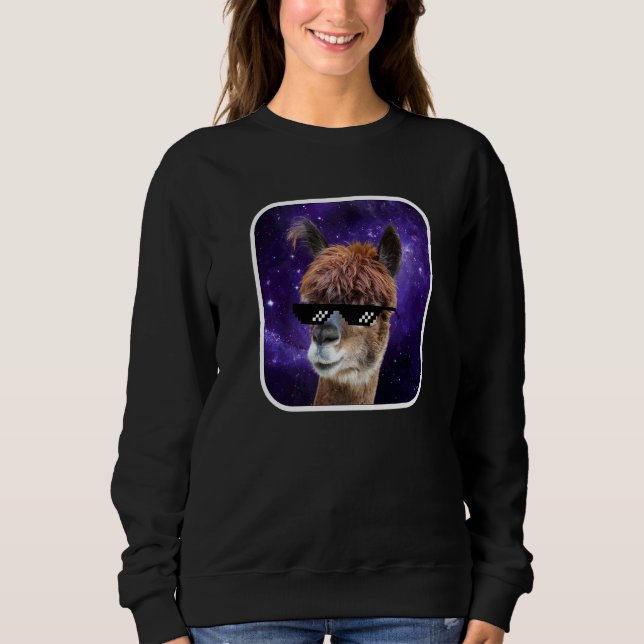 Sweatshirt Lunettes de soleil Space Galaxy Pixel Absurd Retro (Devant)