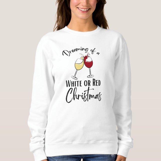 Sweatshirt Lunettes de vin rouge blanc jeu de mots (Devant)