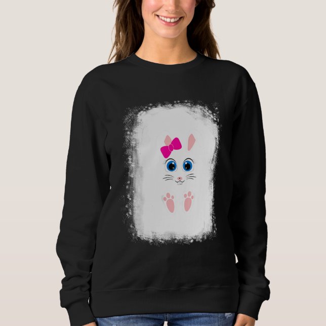 Sweatshirt Lunettes léopard à visage de lapin blanchies Happy (Devant)