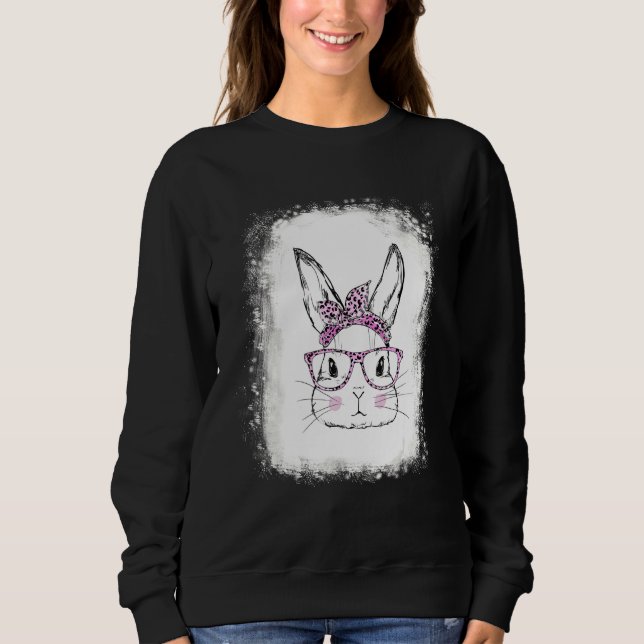 Sweatshirt Lunettes léopard à visage de lapin blanchies Happy (Devant)