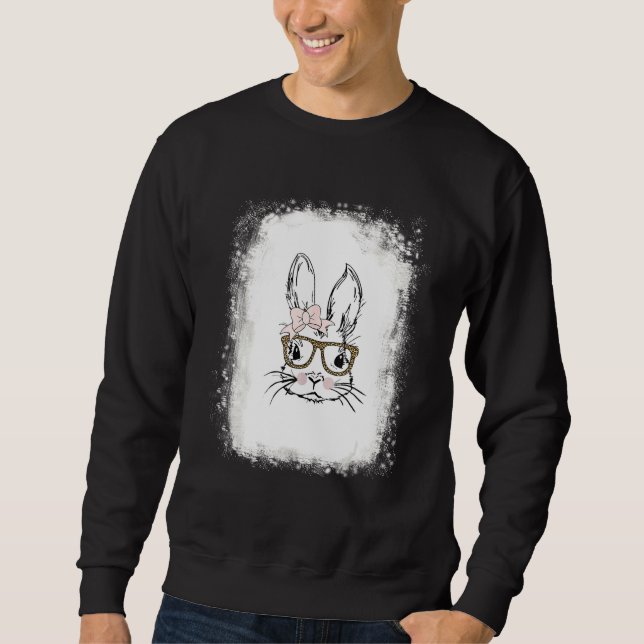 Sweatshirt Lunettes léopard à visage de lapin blanchies Happy (Devant)