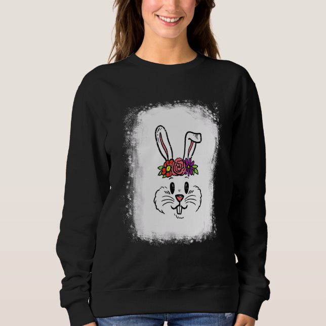 Sweatshirt Lunettes léopard à visage de lapin blanchies Happy (Devant)