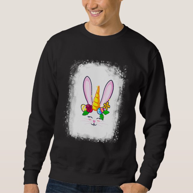 Sweatshirt Lunettes léopard à visage de lapin blanchies Happy (Devant)