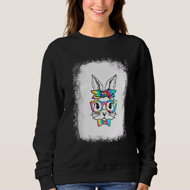 Sweatshirt Lunettes léopard à visage de lapin blanchies Happy (Devant)