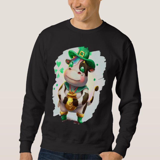 Sweatshirt Lutin de vache Fête des vaches de la Saint-Patrick (Devant)