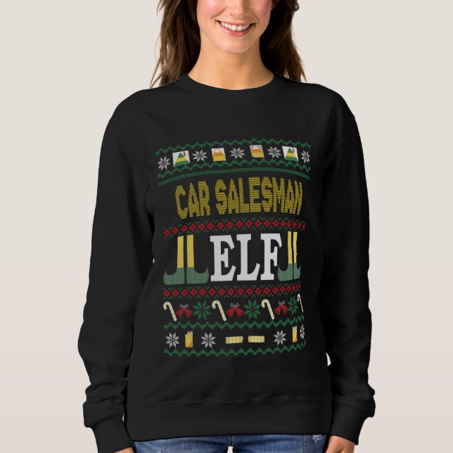 Sweatshirt Lutin Vendeur de Voitures Noël (Devant)