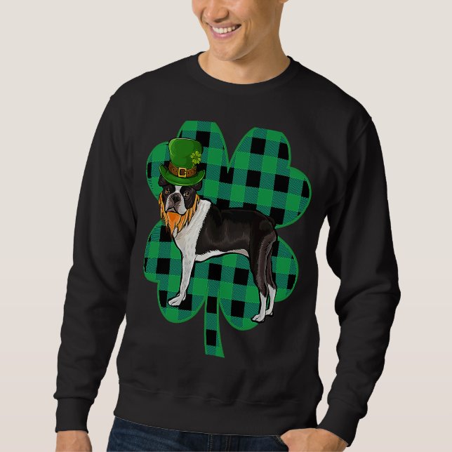 Sweatshirt Lutrin de Boston Terrier Saint-Patrick Chanceux C (Devant)