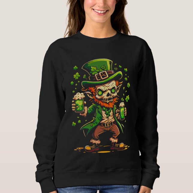 Sweatshirt Lutrin zombie irlandais bière de la Saint-Patrick (Devant)