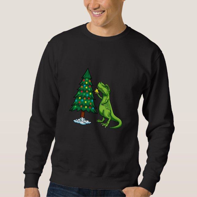 Sweatshirt Lutte Est Véritable Dinosaure Noël Arbre Star Cute (Devant)
