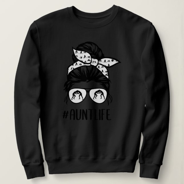 Sweatshirt Lutter la vie de la tante Messy Bun Lunettes de ch (Design devant)