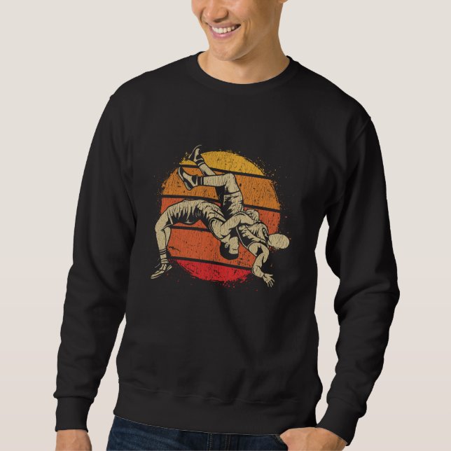 Sweatshirt Lutteur de lutte rétro (Devant)