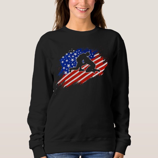 Sweatshirt Lutteur Patriotique  4 Juillet  Couronne Drapeau A (Devant)
