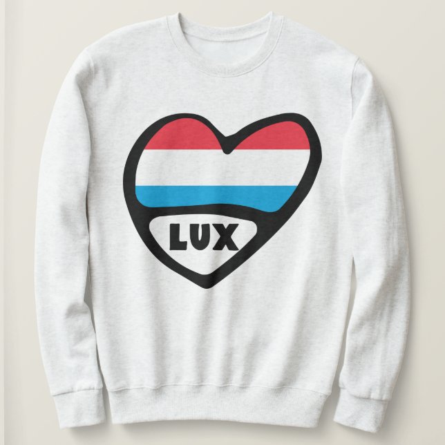 Sweatshirt Luxembourg Code Pays Drapeau Coeur LUX (Design devant)