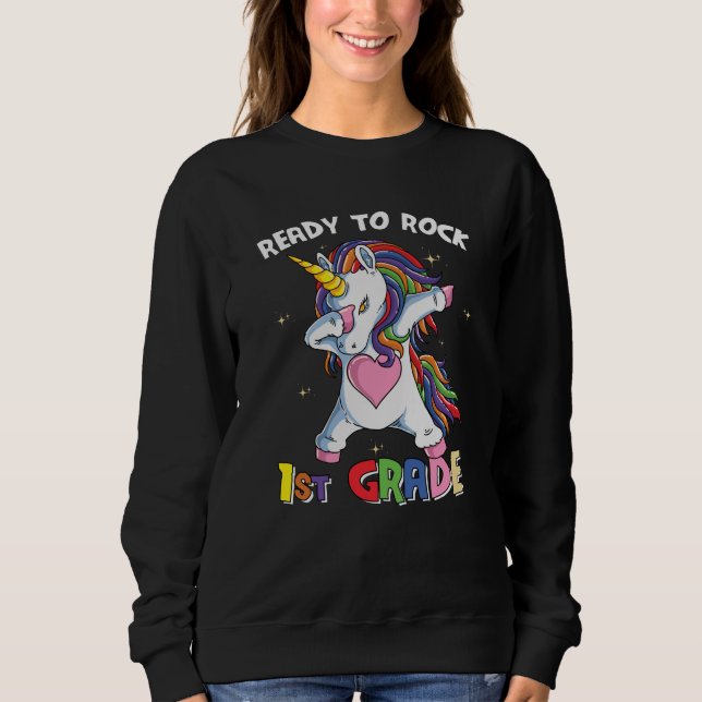 Sweatshirt Lycéenne de 1re année licorne prête à déchirer pou (Devant)