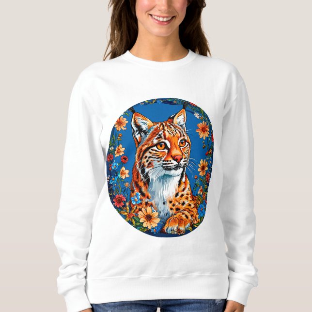 Sweatshirt Lynx à la fourrure orange vibrant (Devant)