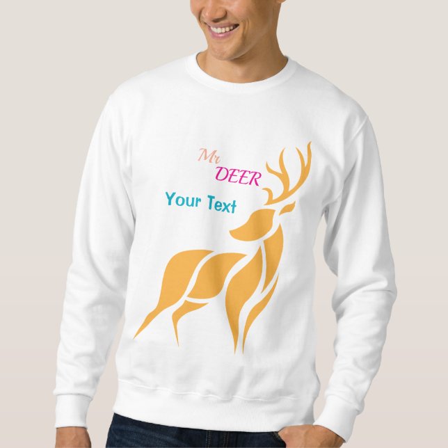 Sweatshirt M. Cerf Graphique – Style Bois Rustique (Devant)