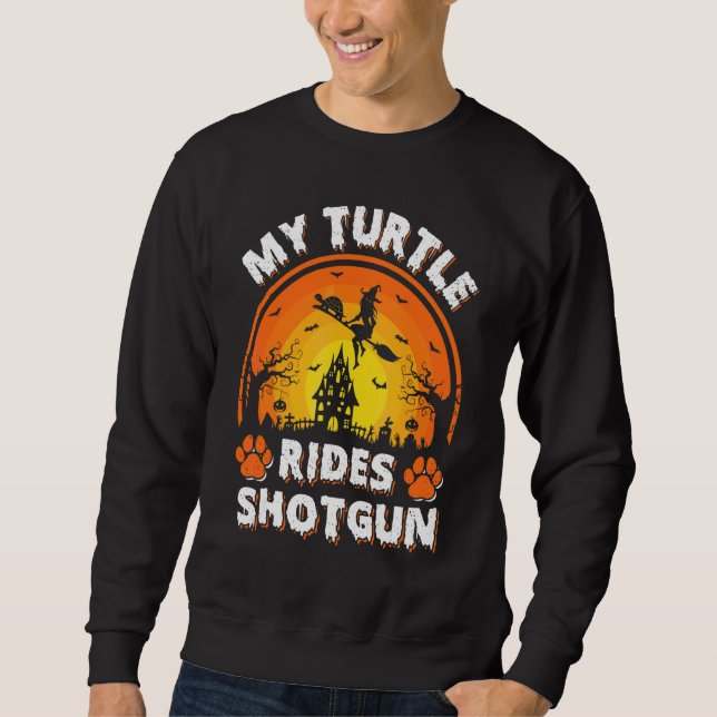 Sweatshirt Ma balade en tortue sorcière à fusil d'Halloween (Devant)