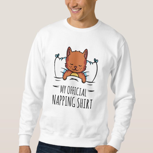 Sweatshirt Ma chemise de sieste officielle avec Cat couché (Devant)