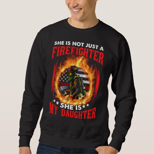 Sweatshirt Ma Fille Est Pompier Mince Ligne Rouge Fier Fier F (Devant)