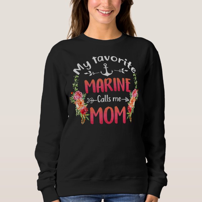 Sweatshirt Ma Marine préférée M'Appelle Maman Fleur Militaire (Devant)