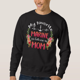 Sweatshirt Ma Marine préférée M'Appelle Maman Fleur Militaire