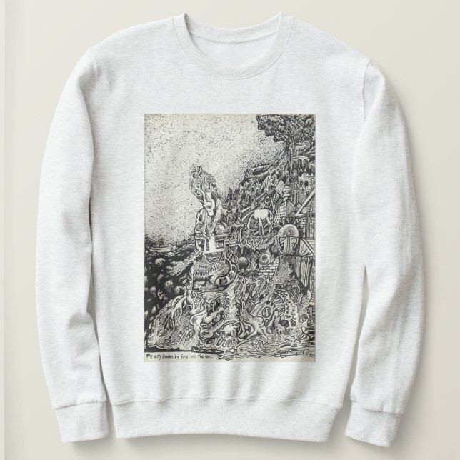 Sweatshirt Ma ville entraînée par le feu dans la mer (Design devant)