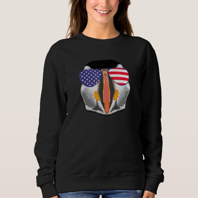 Sweatshirt Macareux Cool Avec Des Lunettes De Soleil Drapeau  (Devant)