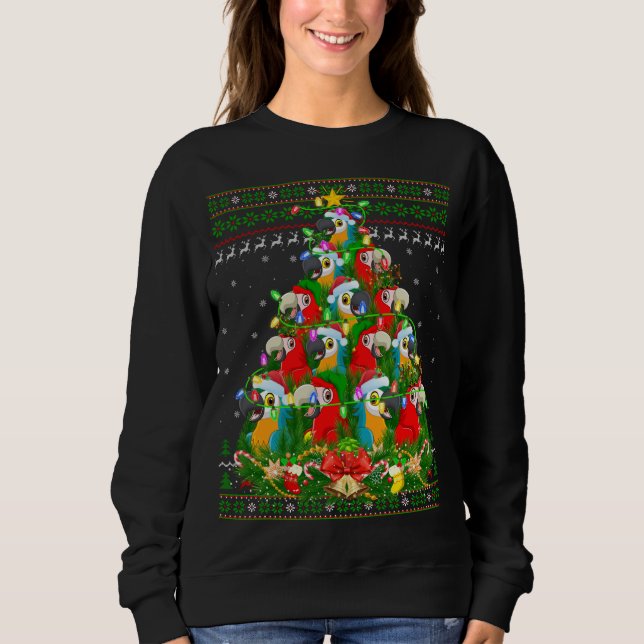 Sweatshirt Macaw Bird Xmas Éclairage Arbre Père Noël Macaw Ug (Devant)