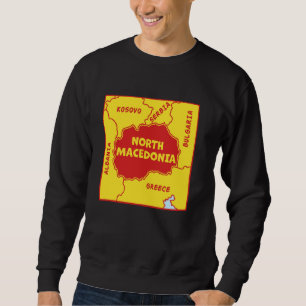Sweatshirt Macédoine du Nord Carte politique aux couleurs du 