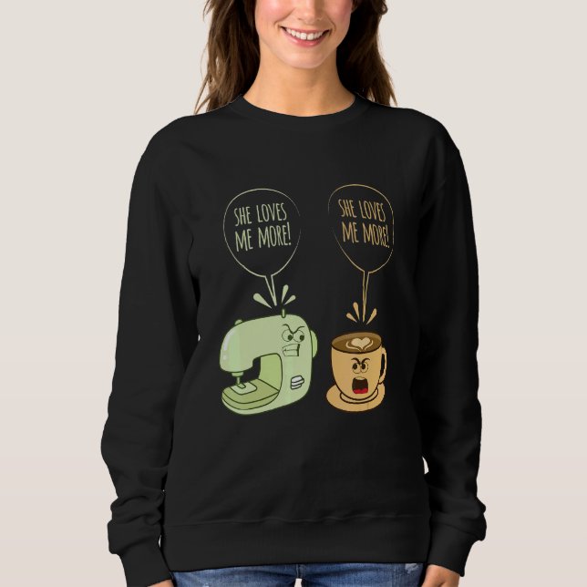 Sweatshirt Machine à coudre Café Coudre Coudre Coussin Coussi (Devant)