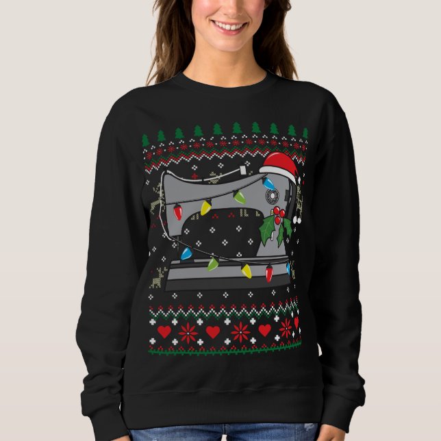 Sweatshirt Machine à coudre Coudre sur mesure Ornament de Noë (Devant)