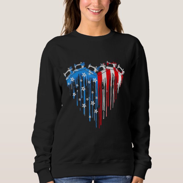 Sweatshirt Machine à coudre Drapeau américain 4 juillet (Devant)