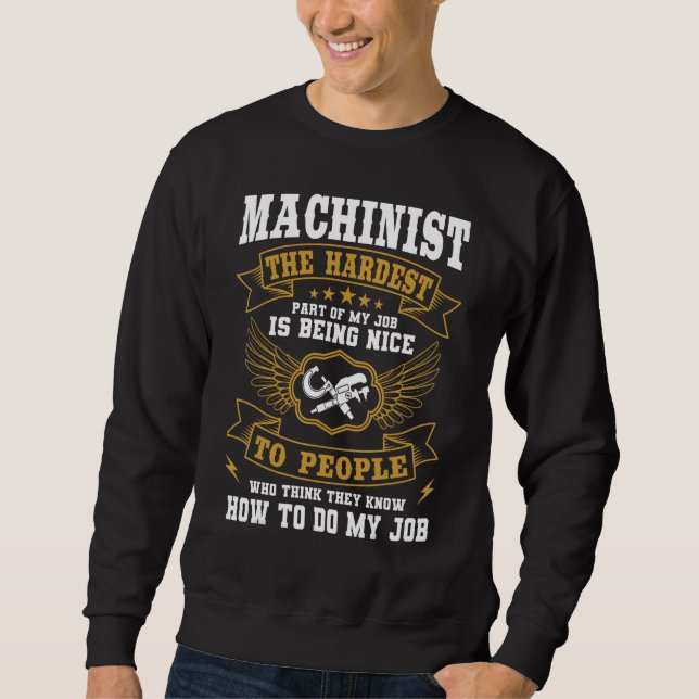 Sweatshirt Machinist Profession CNC Machine Tools Opérateur M (Devant)