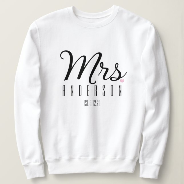 Sweatshirt Madame écriture moderne personnalisée date de mari (Design devant)