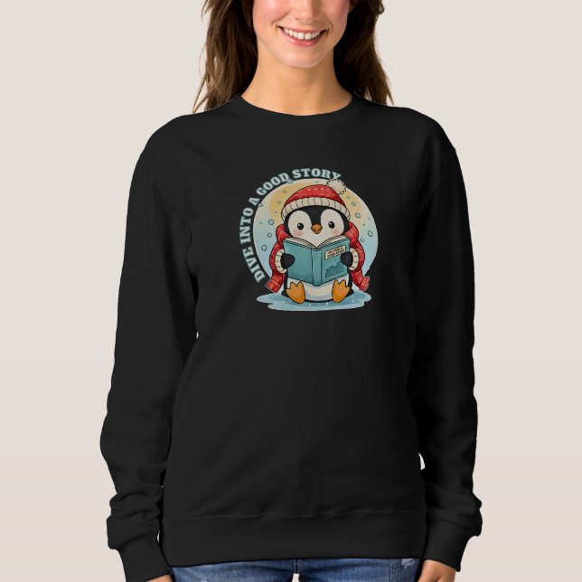 Sweatshirt Magical Reading Penguin Winter Tale Cozy Apparel (Devant)