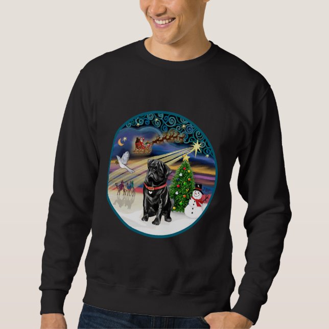 Sweatshirt Magie de Noël avec un T-shirt classique Carlin noi (Devant)