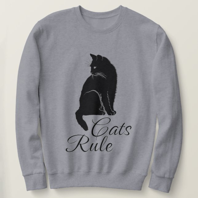 Sweatshirt Magnifique chat noir assis avec le texte "Les chat (Design devant)