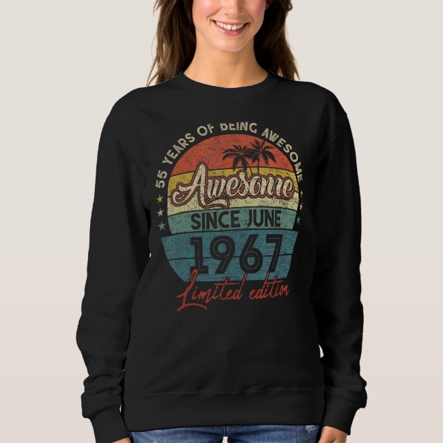 Sweatshirt Magnifique Depuis Juin 1967 55 Ans 55 Anniversaire (Devant)