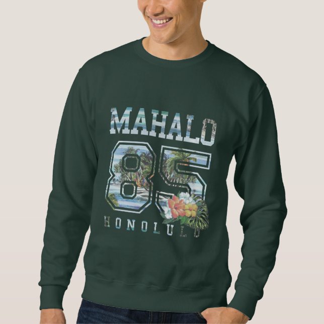 Sweatshirt Mahalo Honolulu 85, Fleurs (Devant)