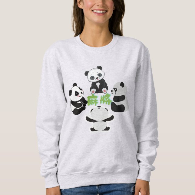 Sweatshirt Mahjong Panda Cute Funny (Devant)