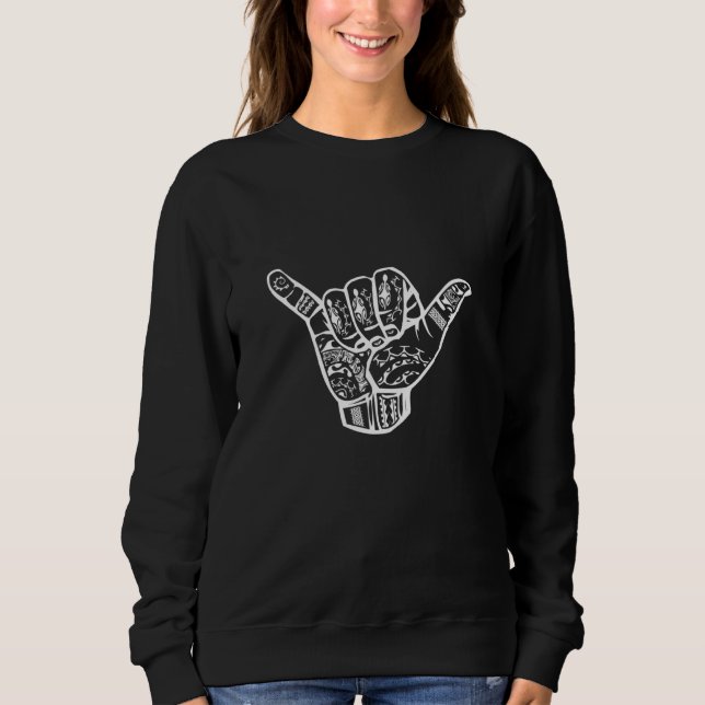 Sweatshirt Main blanche de Shaka polynésienne blanche perdue  (Devant)