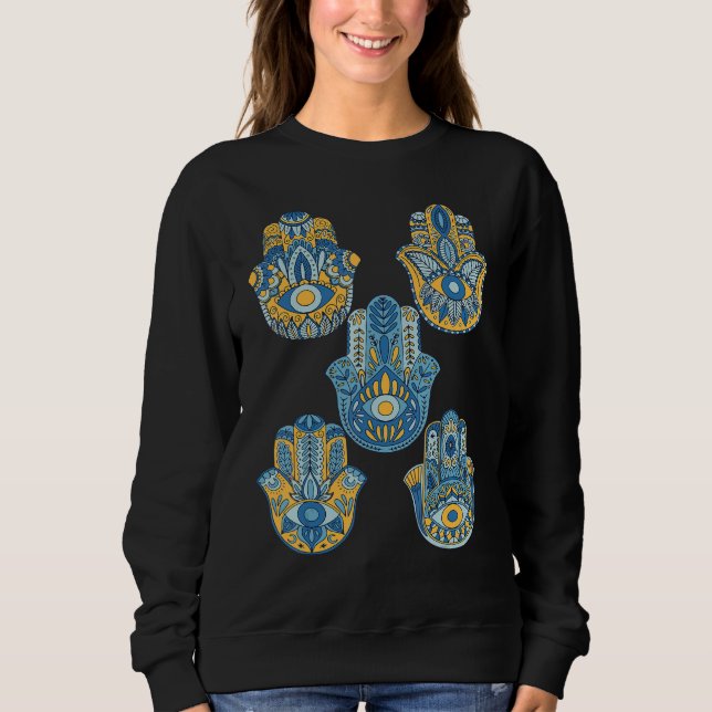 Sweatshirt Main de Hamsa Œil Religion Hindouisme Fatima Arabe (Devant)