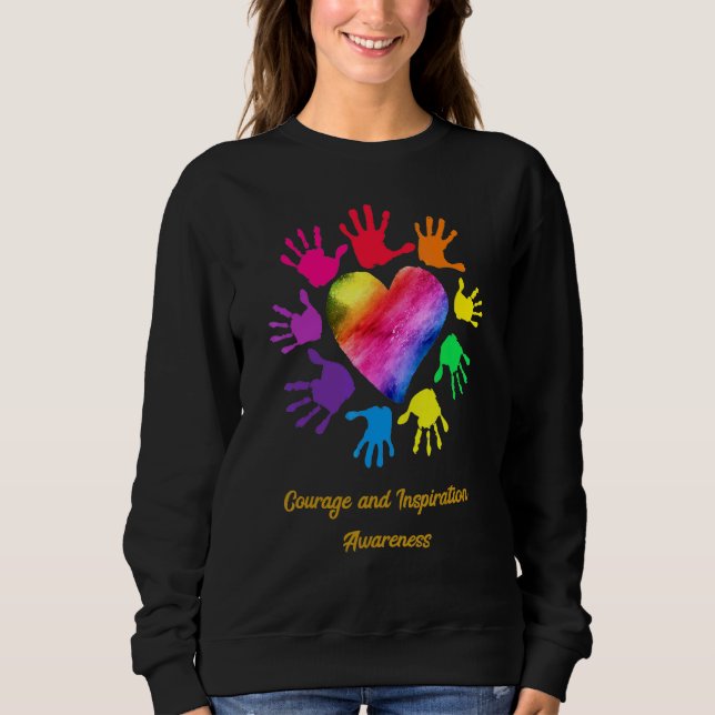 Sweatshirt Mains De Sensibilisation Au Courage Et À L'Inspira (Devant)