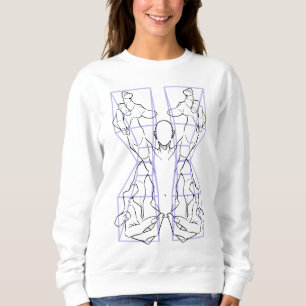 Sweatshirt Mains Dynamiques et Art de Visage Abstrait