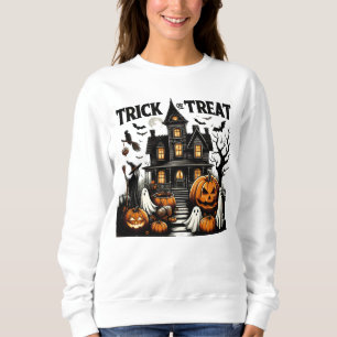 Sweatshirt Maison hantée avec citrouilles & fantômes !