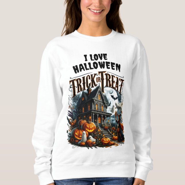 Sweatshirt Maison hantée lors d'une nuit éffrayante d'Hallowe (Devant)