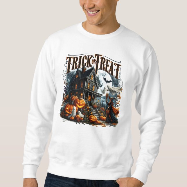 Sweatshirt Maison hantée lors d'une nuit éffrayante d'Hallowe (Devant)