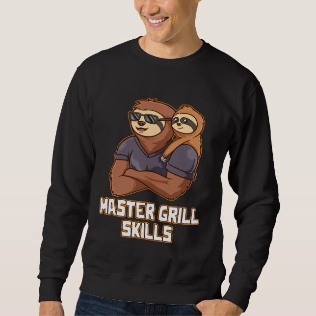 Sweatshirt Maître des compétences de grillade Papa gourmet No (Devant)